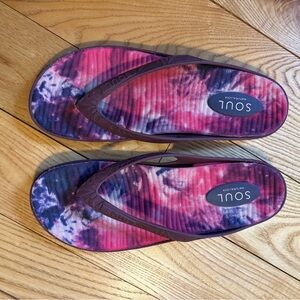 Women's Pink SOUL by Naturalizer Tie-Dye Flip Flops